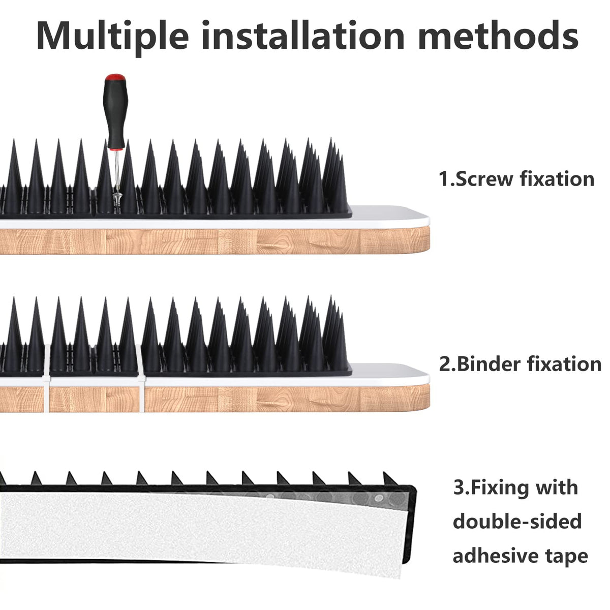 Quunoot fence and eave use reduces bird perching on exterior spaces.