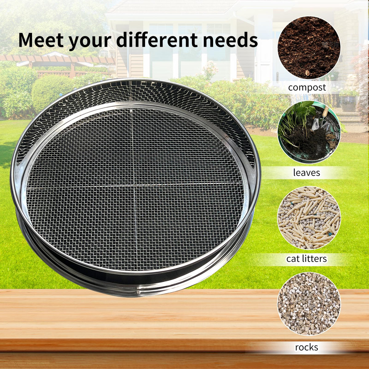 QUTIING mesh screens provide 3/6/9/12 mm particle size options.