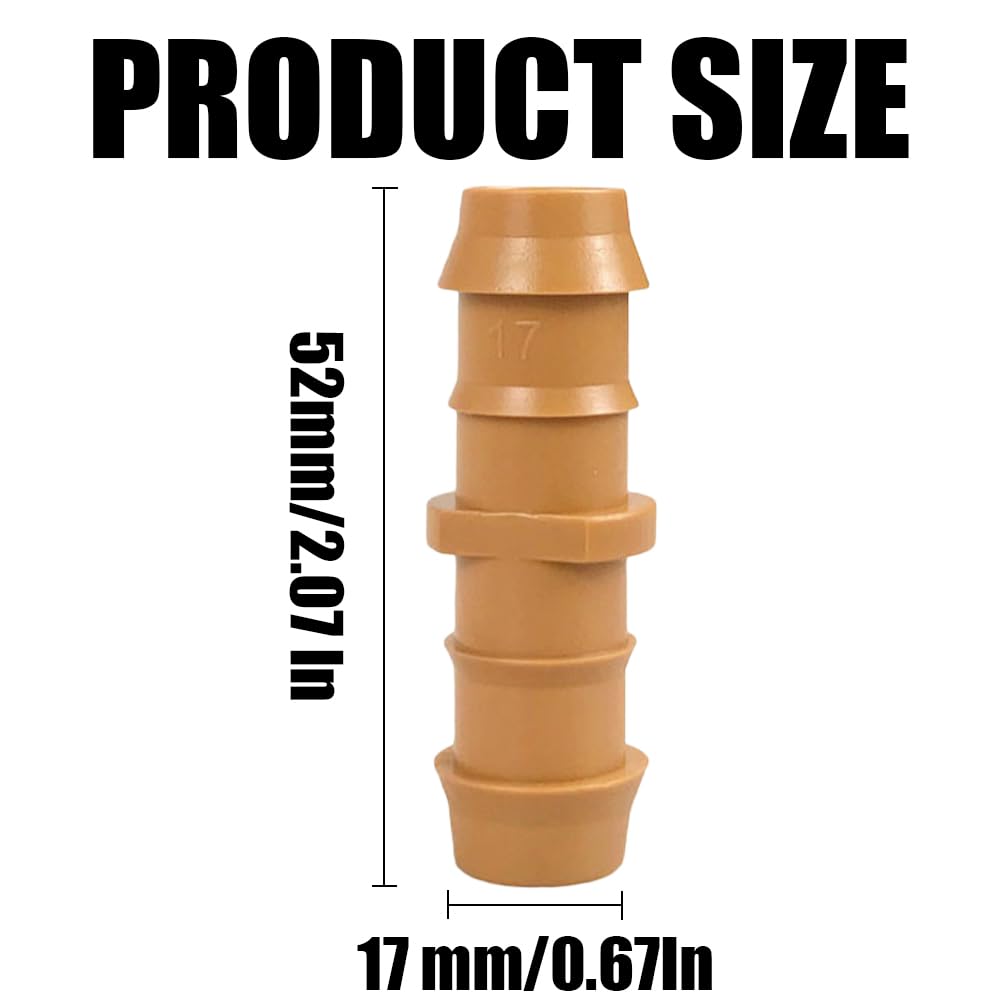 Quweiz 17mm barbed coupling for leak-proof tubing connections.