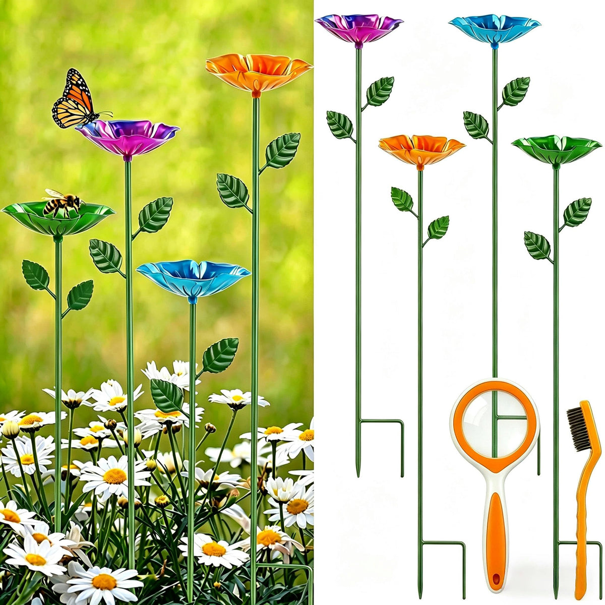 Quzovlta Bee Watering Station green cups attract bees and butterflies in the garden