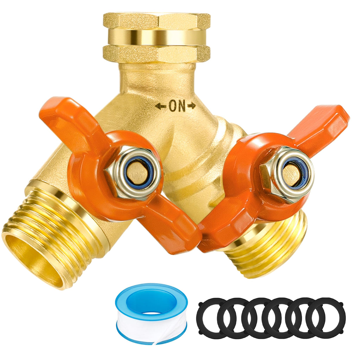Qvamodo garden hose splitter full flow with dual outlets for strong water delivery
