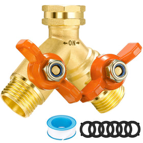 Qvamodo garden hose splitter full flow with dual outlets for strong water delivery
