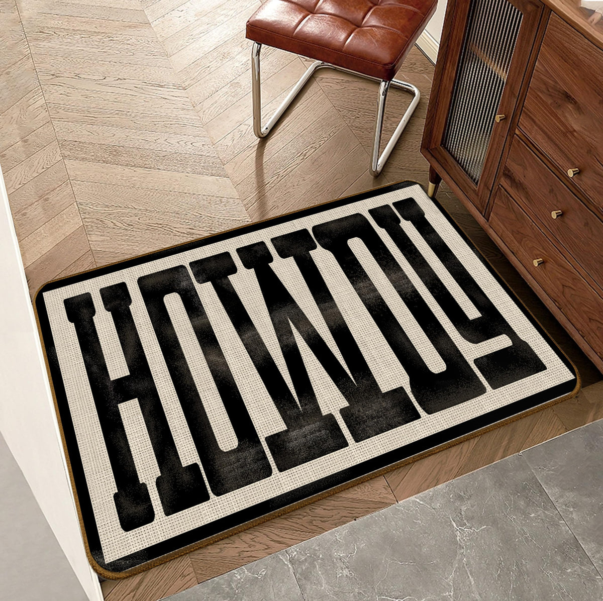 Qvapt Linen texture surface supports dirt scraping and clean floors.
