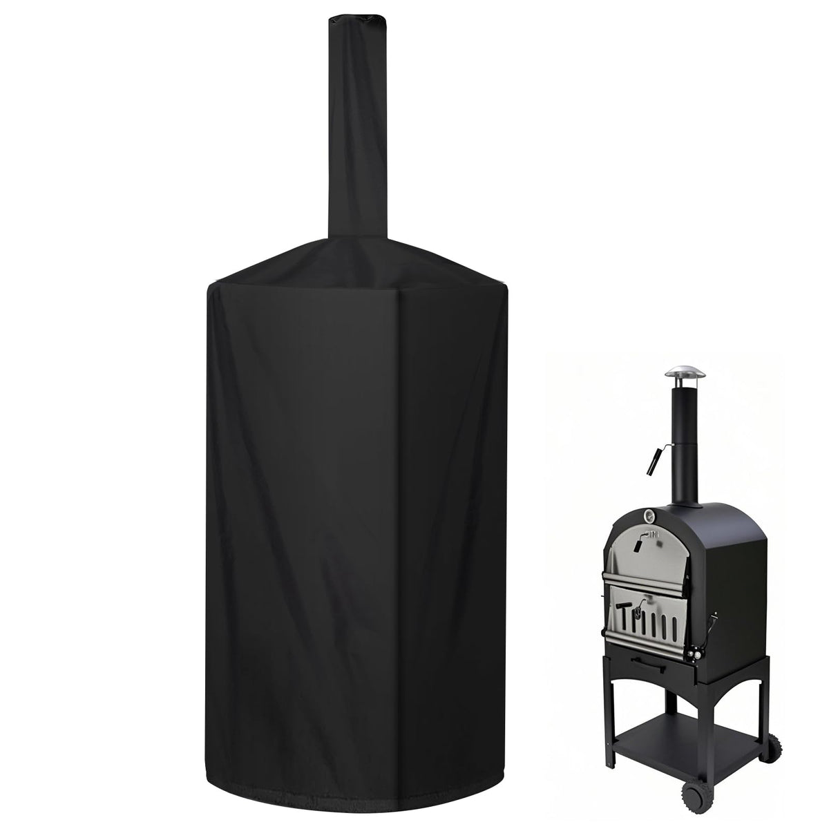 QVEEQ pizza oven cover top view with precise fit and durable protection