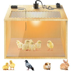QVVCOOP 16-inch wooden brooder box offers spacious space for chicks.