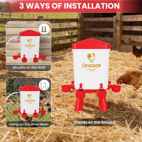 QVVCOOP waterer detachable ports shown for quick and thorough cleaning.