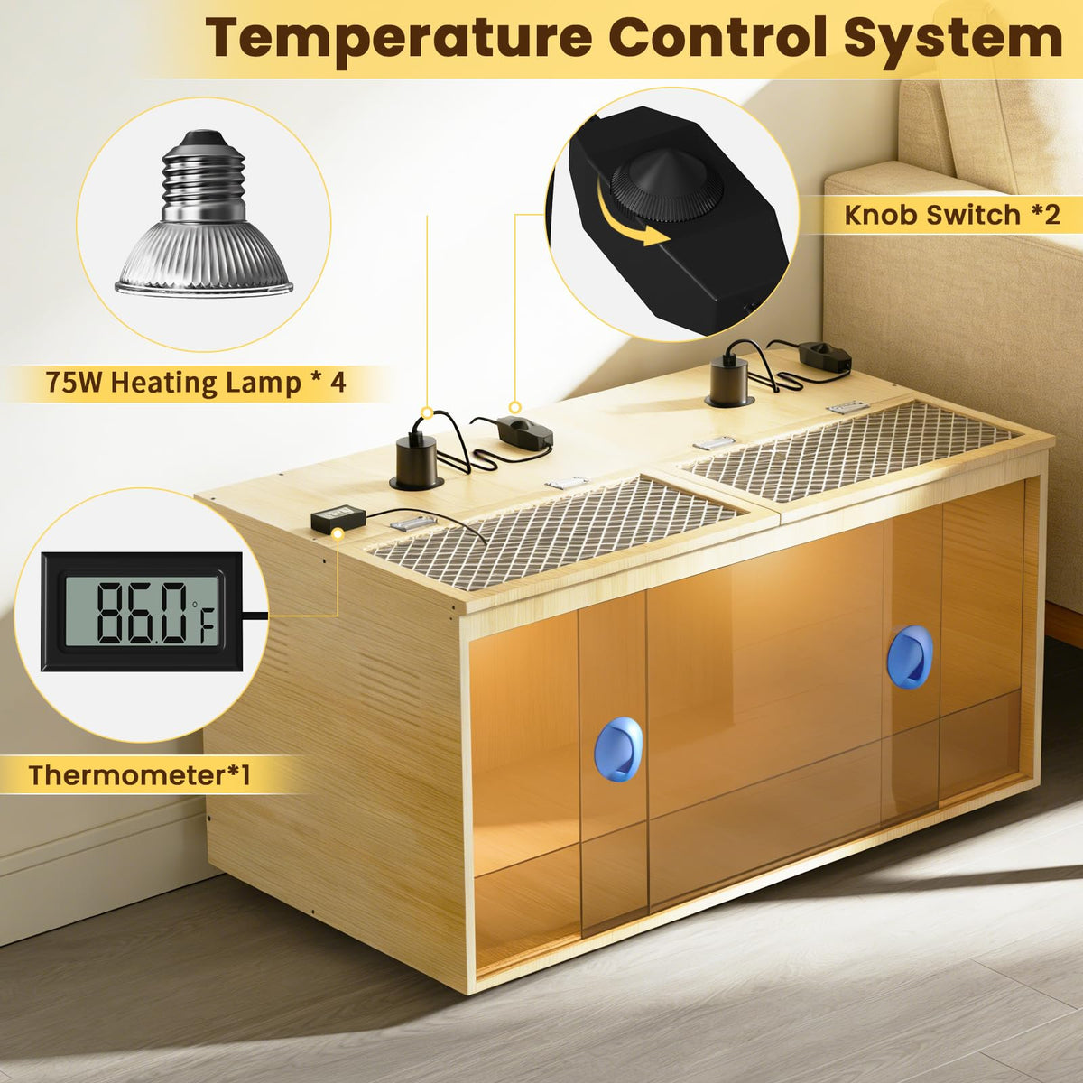 QVVCOOP 75W heat lamps provide steady warmth for chicks