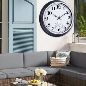 QWARVEL 16-inch clock side view showing weatherproof frame.
