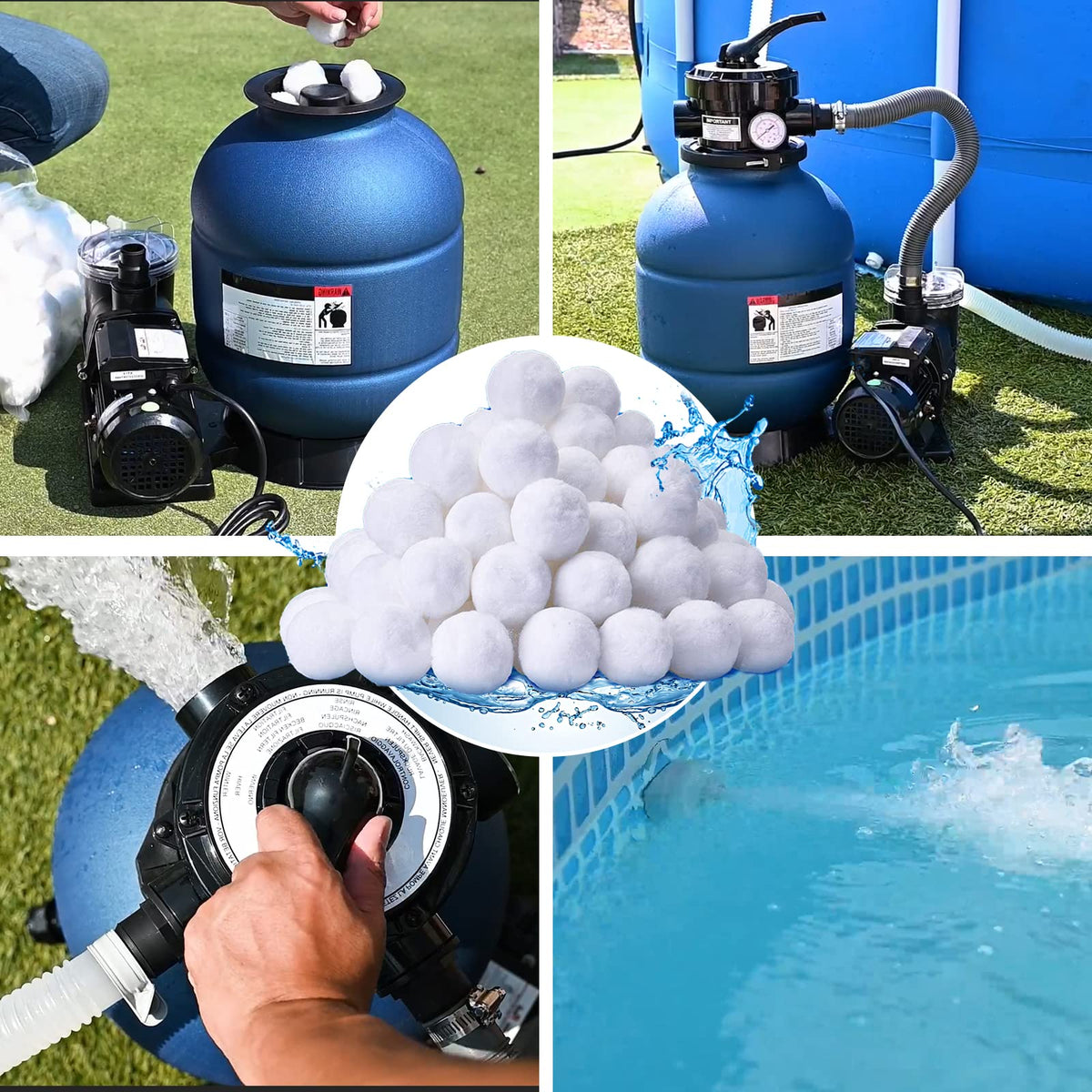 QwayHome filter balls used in aquarium and hot tub illustrate versatile filtration