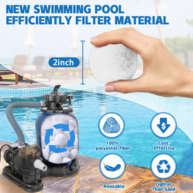 QwayHome filter balls material close-up emphasizing durable polyester fibers