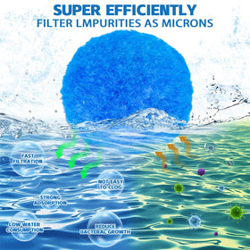QwayHome reusable filter balls in blue packaging, durable filtration media for sand pump systems.