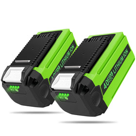 Qwenoer two-pack 40V battery front view for easy tool swaps
