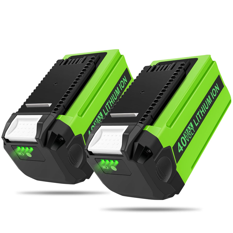 Qwenoer two-pack 40V battery front view for easy tool swaps