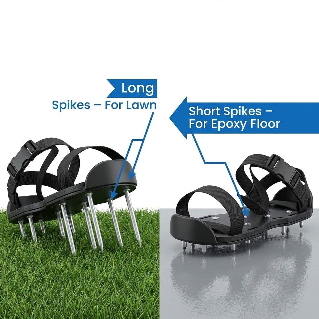 QWORK Epoxy floor spiked shoes featuring one-inch spikes ideal for epoxy coatings and overlays.