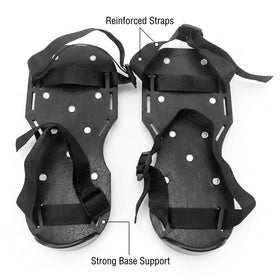 QWORK Spiked shoes with secure snap-lock buckles to prevent slipping during work.