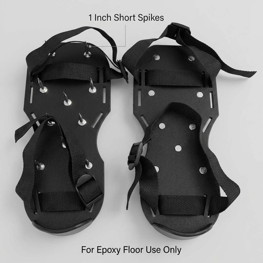 QWORK Epoxy floor spiked shoes with a sturdy polypropylene base for durable on-site support.