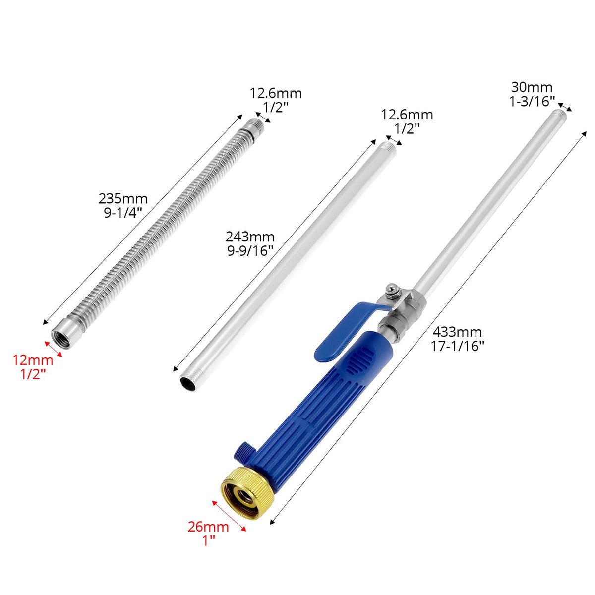 QWORK extendable length options 19, 28, and 39 inches for versatile reach
