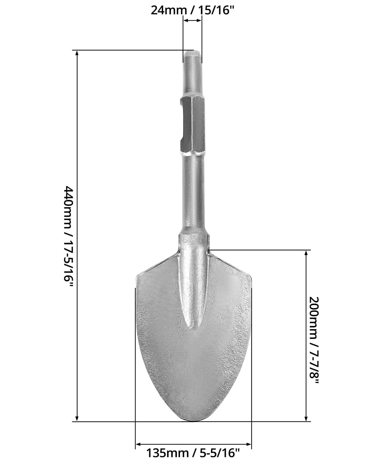QWORK hex shank scoop attachment fits demolition hammers for durable digging