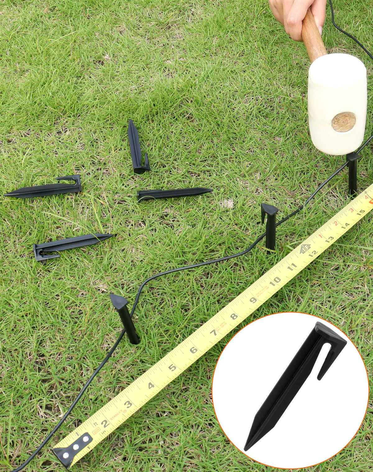 QWORK lawn nails offering versatile anchoring for tents and lawn boundaries.