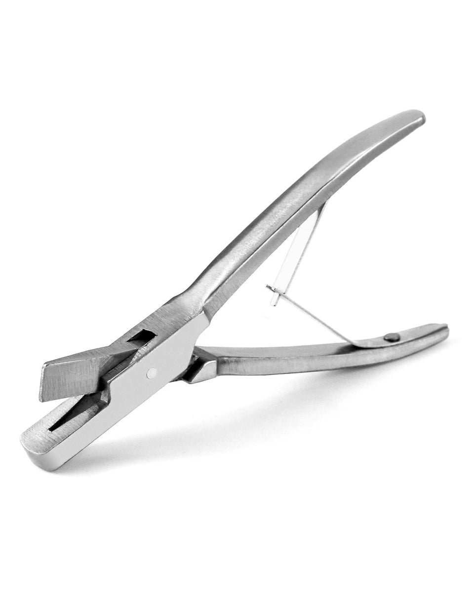 QWORK pig ear tag pliers in stainless steel for durable farm use.