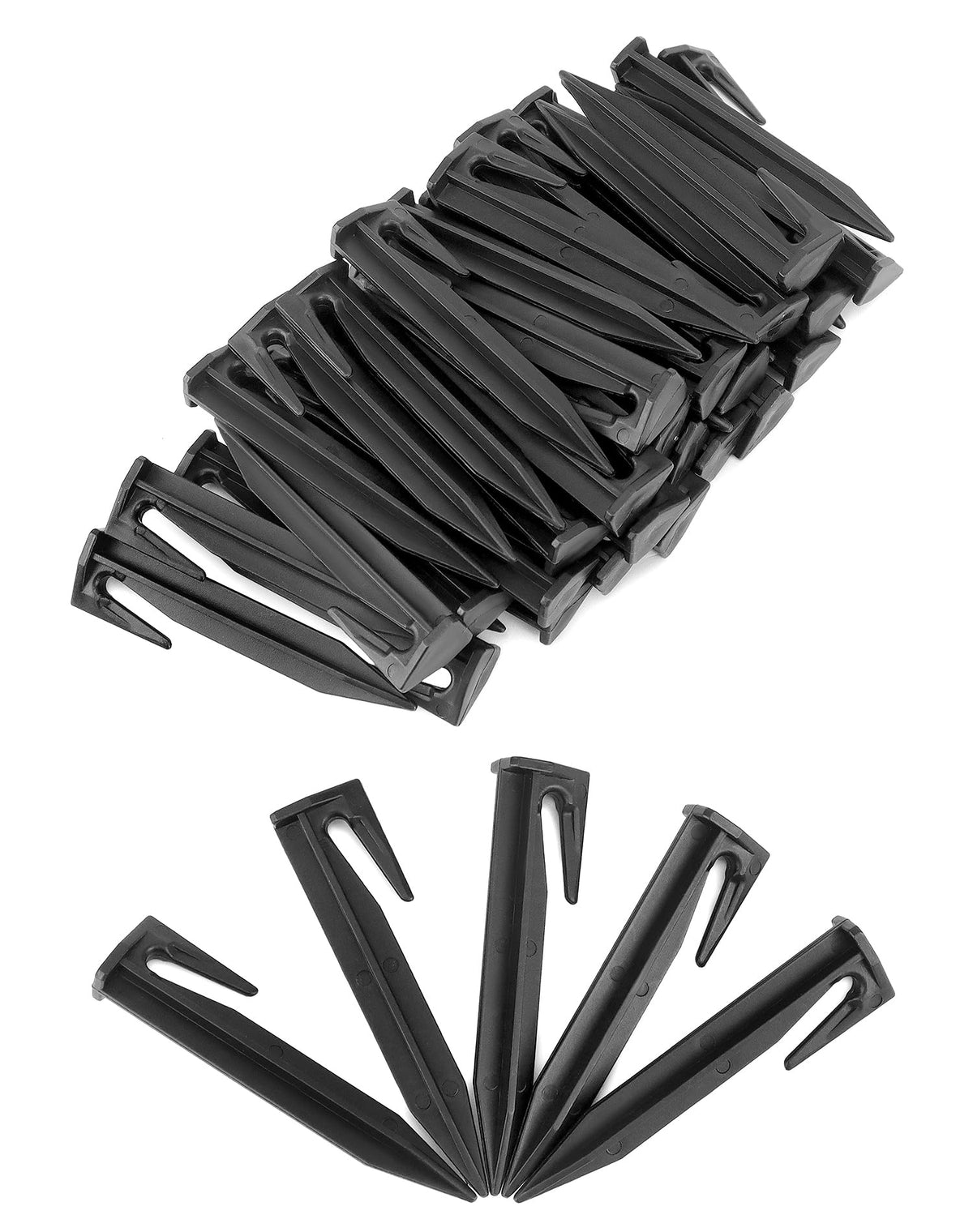 QWORK tent and tarp stakes keeping camping setups steady and wind-resistant.