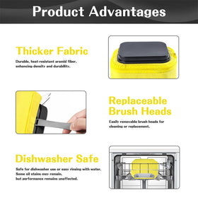 Bristle-free design with built-in scraper for safe residue removal