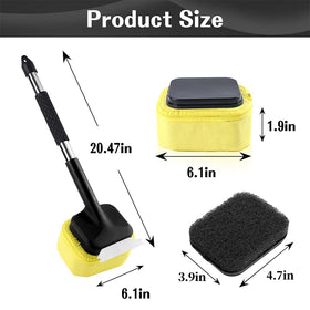 Extended stainless steel handle keeps hands away from hot surfaces