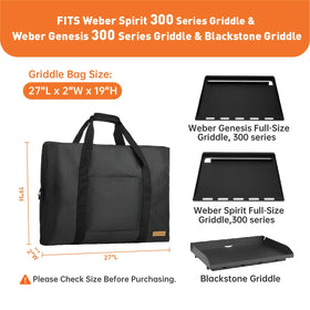 QYILUARE full-size griddle bag fits Weber Genesis 300 and other 27-inch tops
