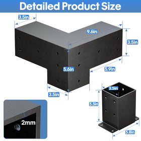 QZER heavy-duty 3-way brackets provide strong support for external structures.
