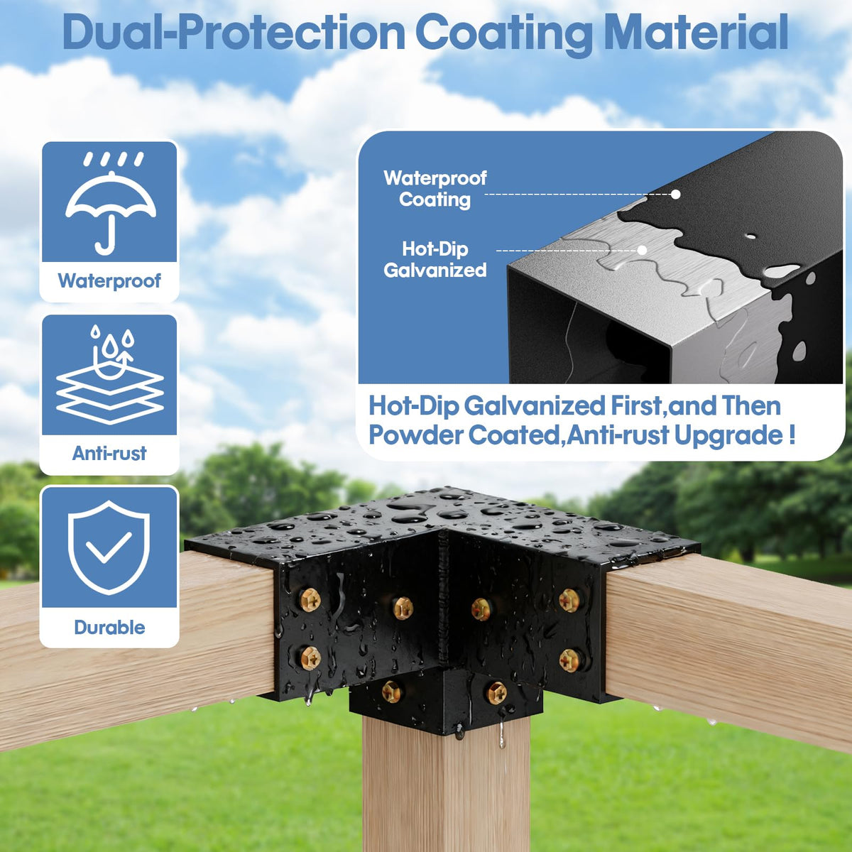 QZER easy installation with pre-drilled holes for DIY pergola projects.