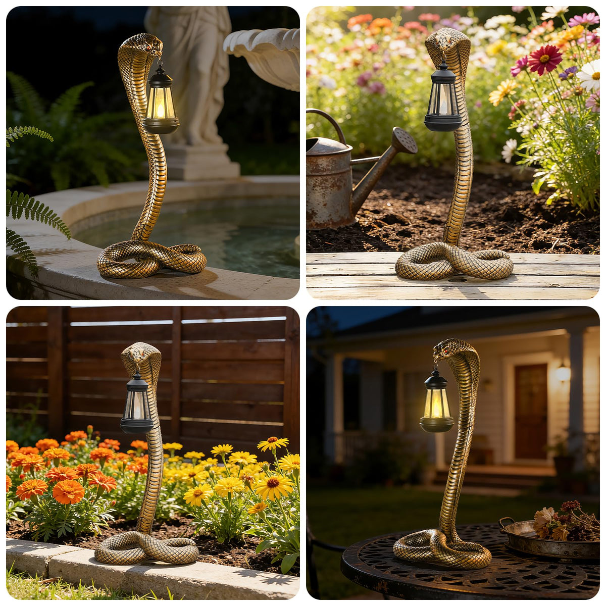 QZJDDZSW resin snake ornament weatherproof year-round display.