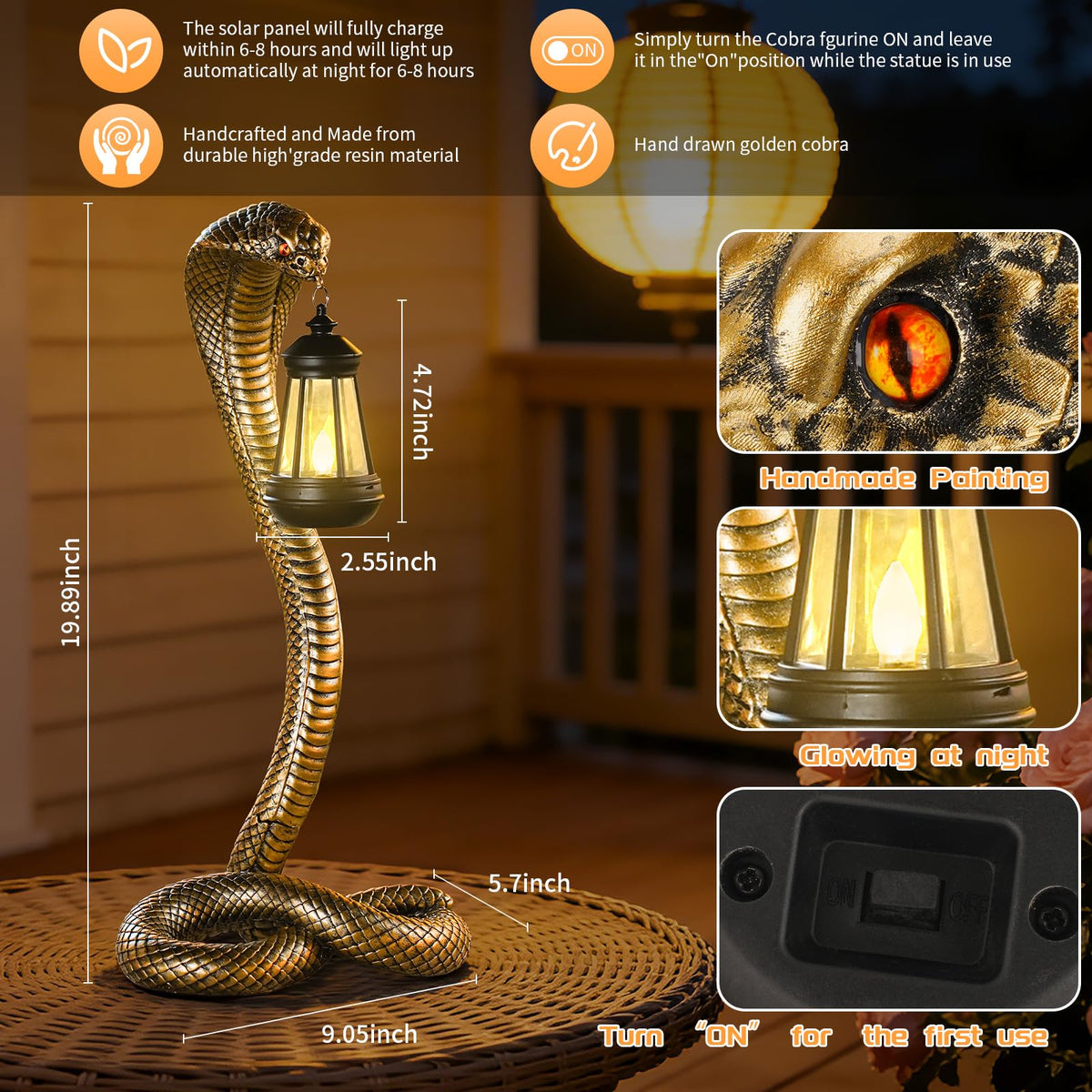 QZJDDZSW snake statue resin durable yard decor for year-round use.