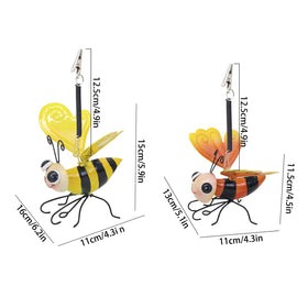 QZLOHOM bee sculpture with black stripes, durable garden ornament for posts.