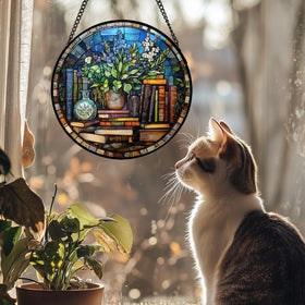 QZQCBLC blue sun catcher, double-sided, enhances natural light in any room