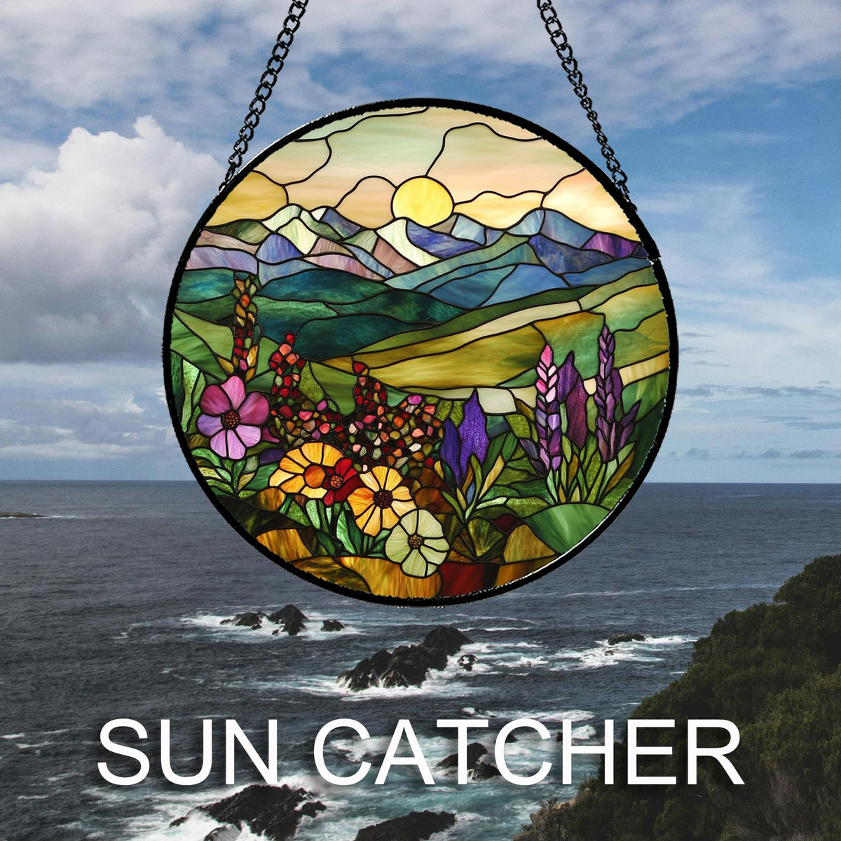 QZQCBLC two-sided stained glass art catches daylight for serene ambience