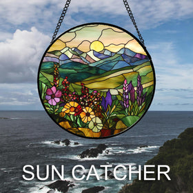 QZQCBLC two-sided stained glass art catches daylight for serene ambience
