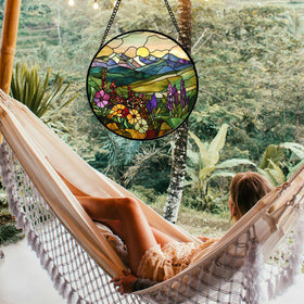 QZQCBLC diamond-textured glass suncatcher adds focal color to any room