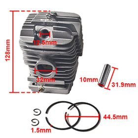 RA kit components close-up highlighting piston rings and circlips for easy inspection.