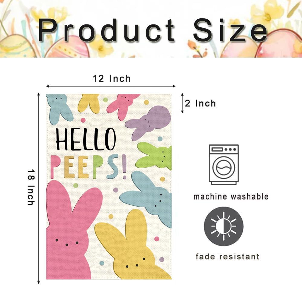RABUSOFA Easter Happy Peeps flag machine washable for easy cleaning outdoors.