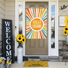 RABUSOFA Hello Sunshine flag back view shows double-sided clarity for all angles