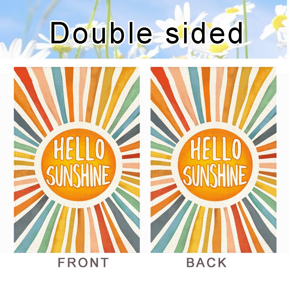 RABUSOFA Hello Sunshine flag at a holiday party scene enhances outdoor ambiance