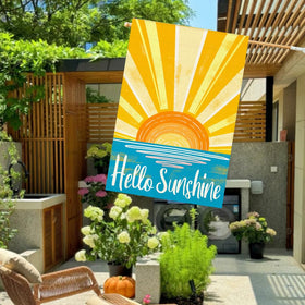 RABUSOFA Hello Sunshine flag offers weather and UV fade resistance for seasons.