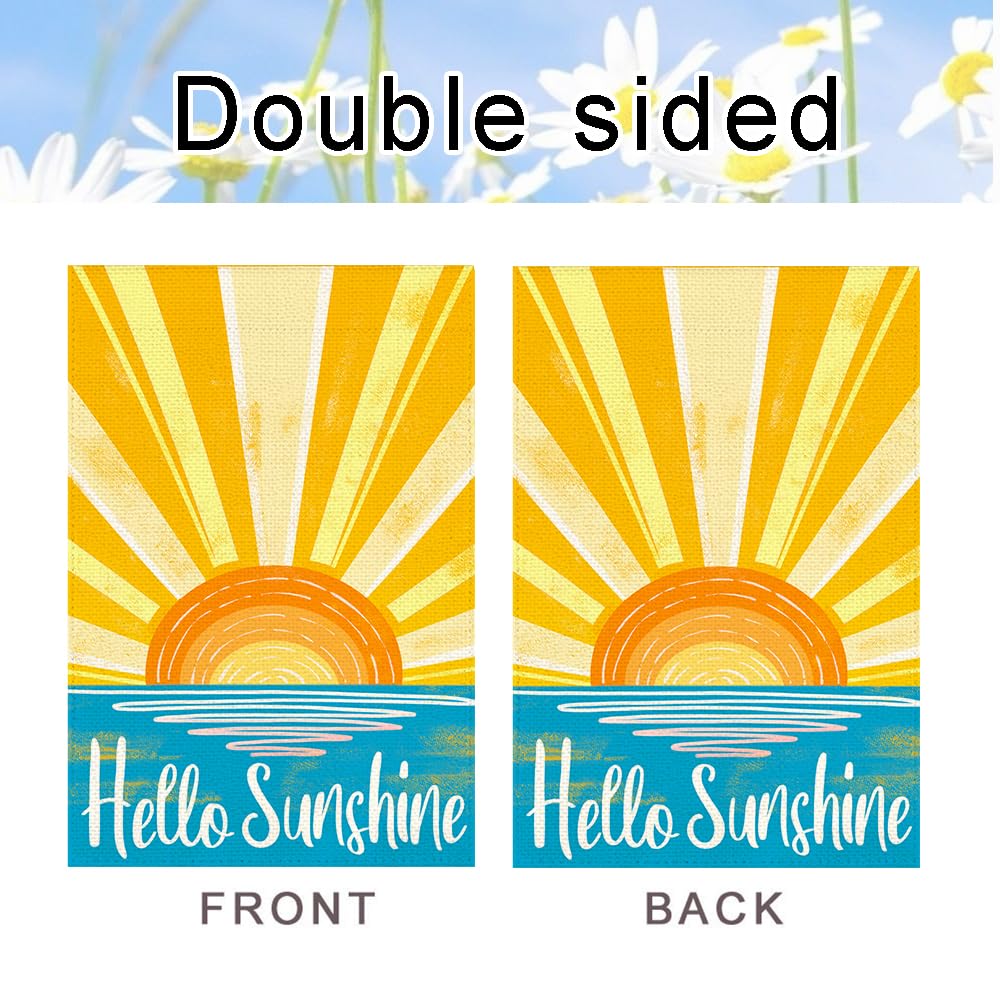 RABUSOFA Hello Sunshine flag yard and porch decor for spring and summer.