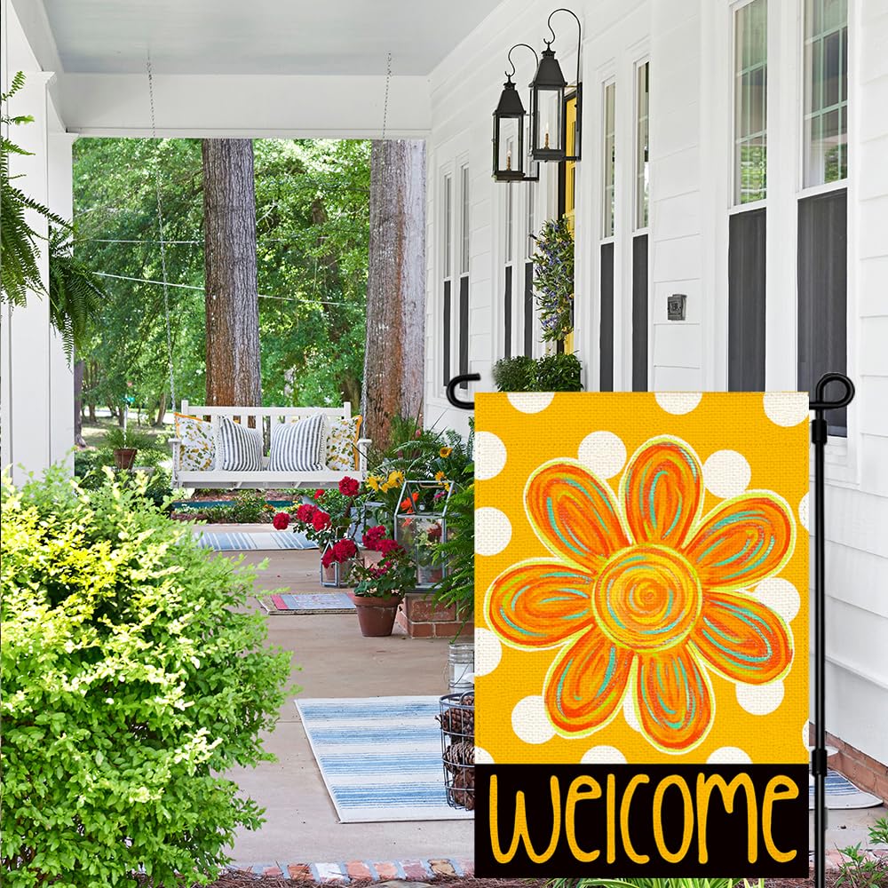 RABUSOFA polka dots welcome motif adds cheerful porch color