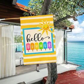 RABUSOFA popsicle sun striped flag 28x40 for cheerful garden display.