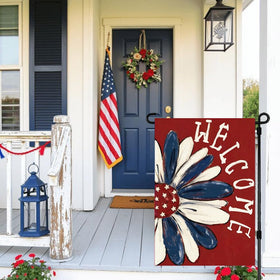RABUSOFA welcome-daisy flag brightens porch with cheerful floral touch for seasonal decor.