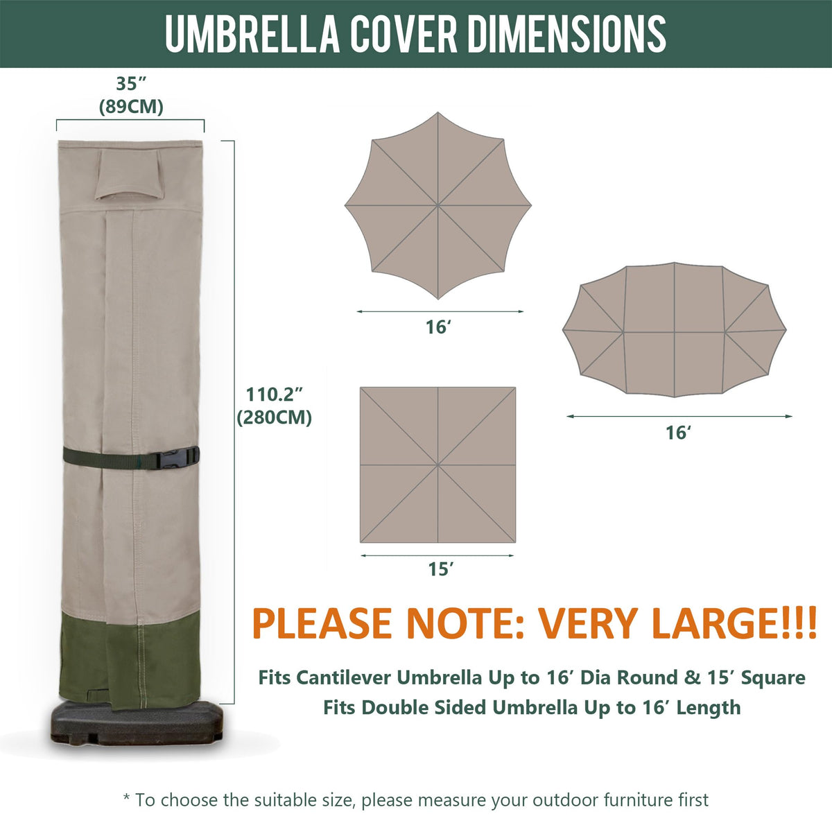 Rachmi 600D waterproof umbrella cover protecting a canopy in rain