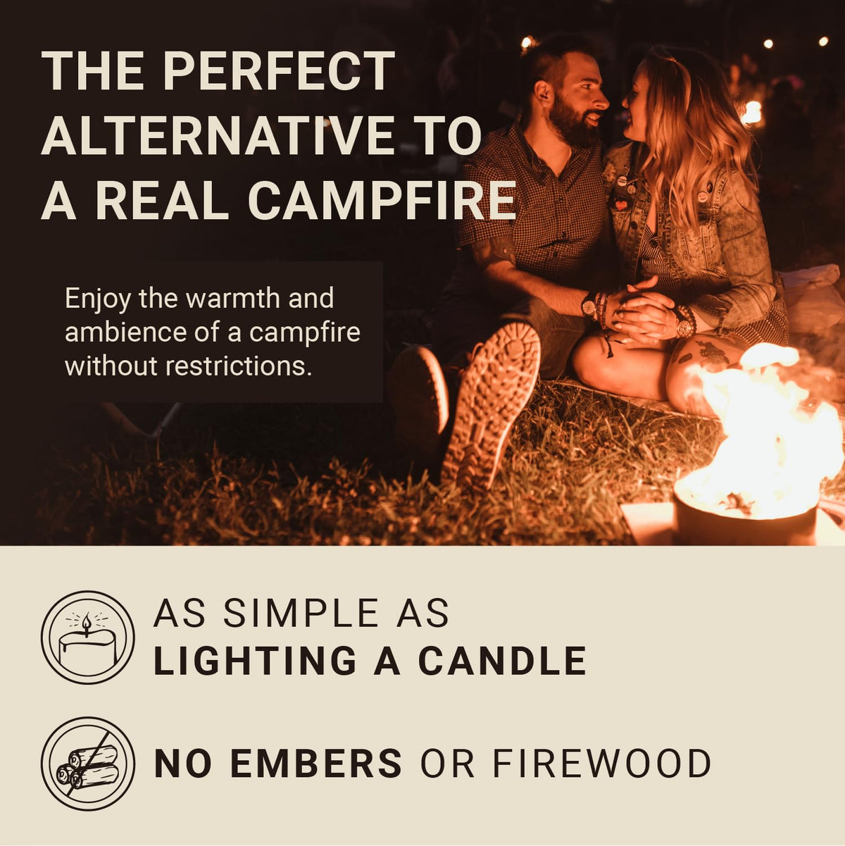 Radiate made-in-USA campfire unit ready for outdoor use.