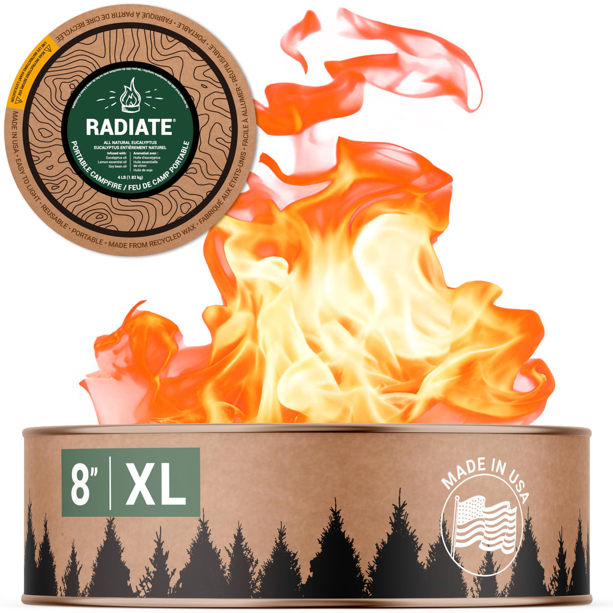 Radiate XL tabletop campfire ignites instantly for cozy outdoor evenings.