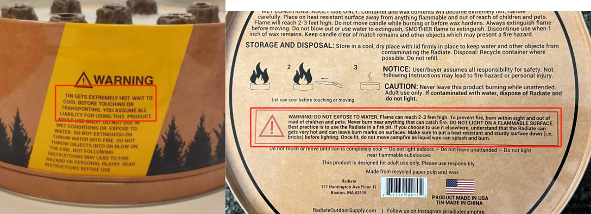 Radiate XL two-hour burn time keeps campsites glowing longer.